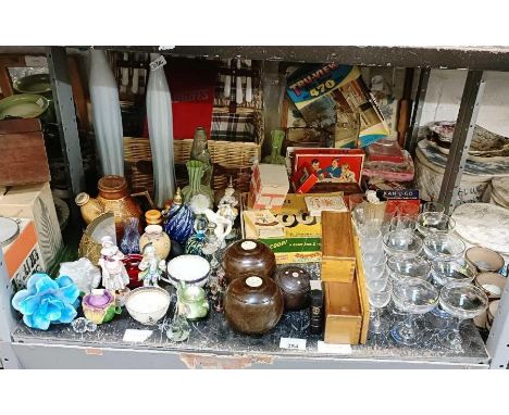 Babycham glasses, a picnic set, art glass, vintage bowls & other items