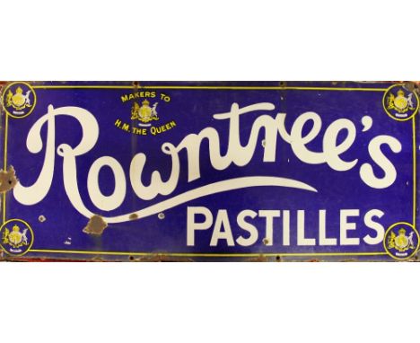 A 19th century vintage enamel Rowntree's Pastilles advertising sign, 38cm x 91.5cm