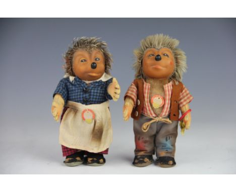 Two Steiff Hedgehogs Mecki and Micki, 18cm