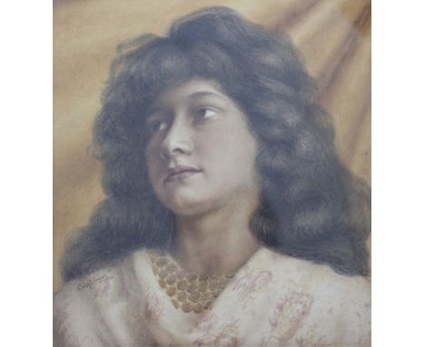 Ella Worrall (1829-1913),
watercolour on paper,
portrait of a lady,
signed lower left and dated 1886,
33cm x 29.5cm - framed 