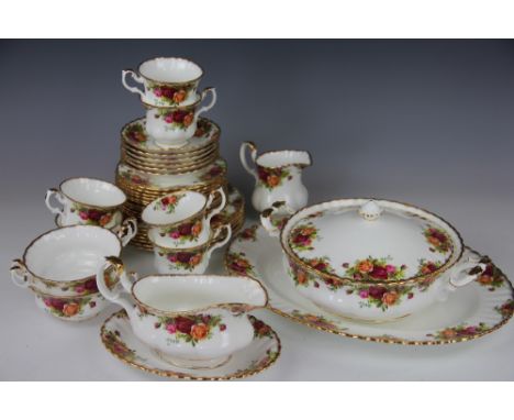 A selection of Royal Albert Old Country Roses tea and dinner wares, to include; two tureens and covers, sauce boat and stand,