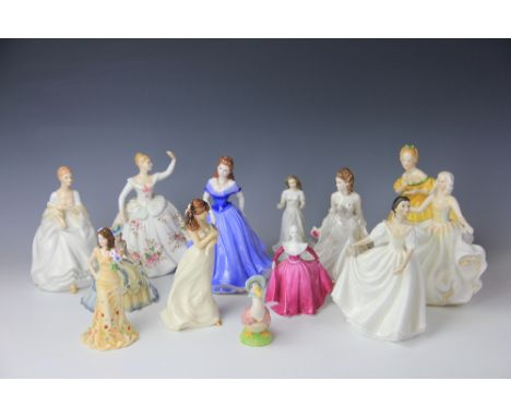 A collection of Royal Doulton, Royal Worcester, Royal Albert and Coalport, comprising Royal Doulton HN 2702, Shirley, 20cm hi