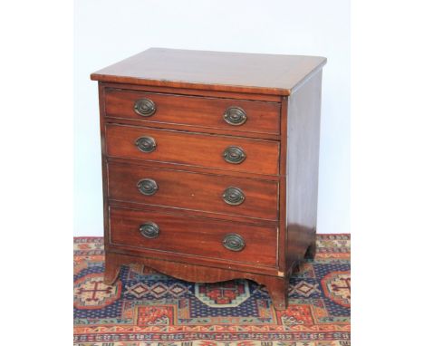 A 19th century small mahogany chest, of four long drawers on bracket feet, 69cm H x 62cm W x 45cm D