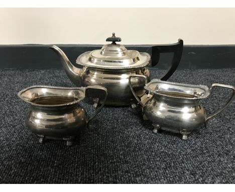 A three piece Viners Alfa plated tea service 