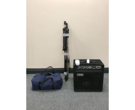 A 80 watt Laney combination amplifier with leads, two mics, mixers and two mic stands