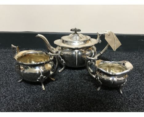 A three piece Daniel & Arter plated tea service 