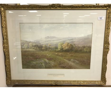 Charles E. Brittan (1870 - 1949) : The Walkham Valley and Great Mis Tor, watercolour, signed, 34 cm x 52 cm, framed.  CONDITI