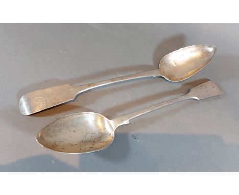 A Victorian silver basting spoon, Exeter 1852, makers Robert Janes and Josiah Williams together with another George IV silver