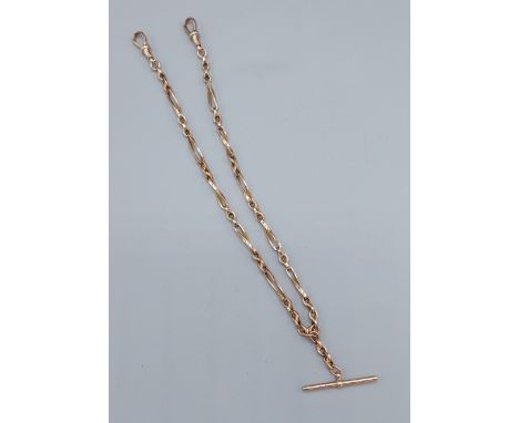 A 9ct gold linked watch chain with albert bar, 12 grams 
