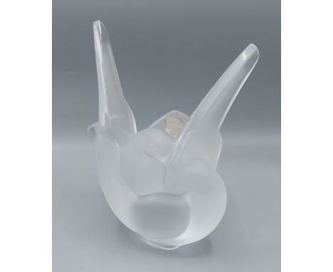 A Lalique glass 'Sylvie' glass vase in the form of Dove, 21cms tall 