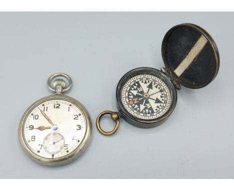A  W Gregory &amp; Co Ltd brass cased compass, together with  a Doxa military pocket watch 