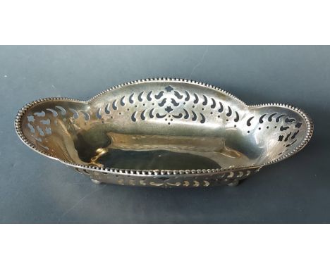 A Sterling silver dish by Tiffany and Co. of pierced shaped form, 20cms x 12cms 