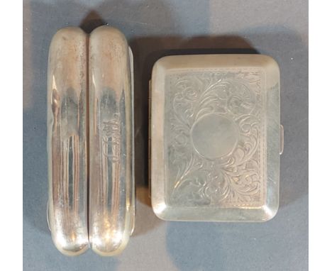 A Birmingham silver double cigar holder together with a Birmingham silver cigarette case, 5ozs 