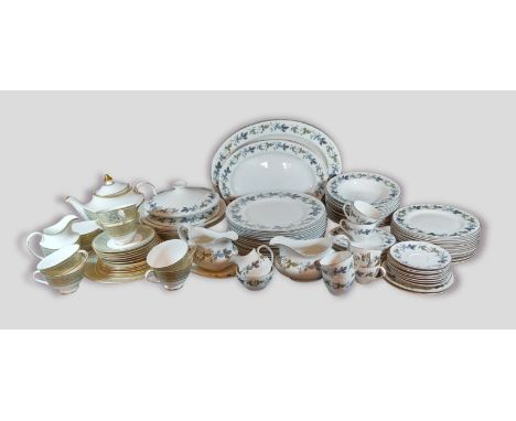 A Royal Doulton Burgundy pattern part dinner and tea service, together with a Royal Doulton English Renaissance tea service 