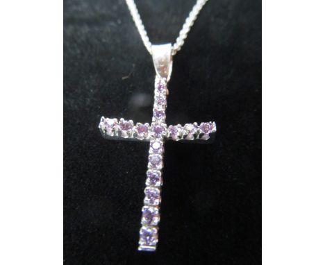 18ct Gold Amethyst Cross and 18ct Chain
