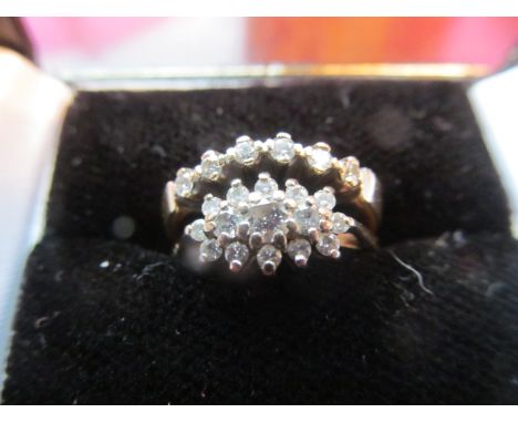 18ct Gold Diamond Decorated Cluster Ring with Matching Engagement Ring Also 18ct Gold Size I