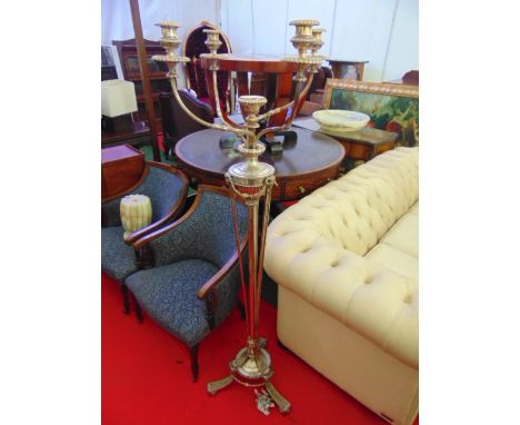 Edwardian Silver Plated Floor Lamp of Elegant Form 60 Inches High