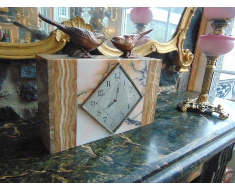 Antique Art Deco Mantle Clock 11 Inches High x 15 Inches Wide