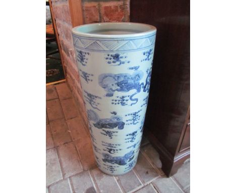 Oriental Blue And White Umbrella  Stick Stand 30 Inches High Approximately