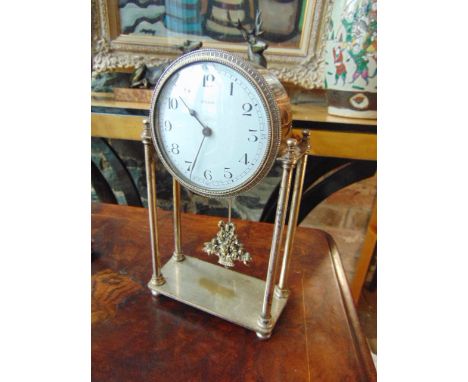 Silver Mantle Clock Antique 9 Inches High x 5 Inches Wide