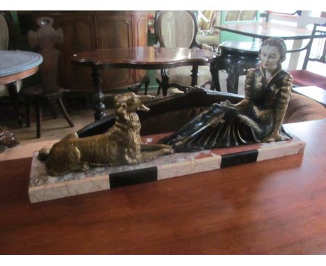 Art Deco Figure of Lady and Dog 11 Inches High x 26 Inches Wide