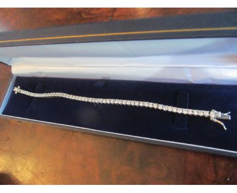 Eighteen Carat White Gold Set Diamond Decorated Line Bracelet Totalling Over Seven Carats