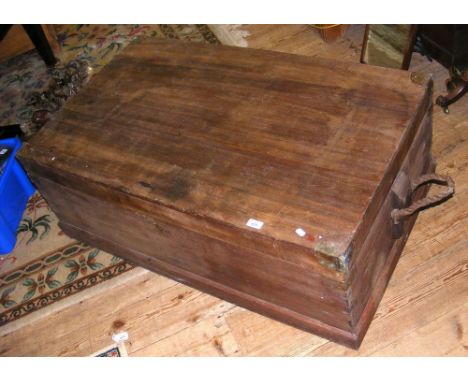 A 114cm teak travelling trunk