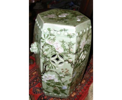 A 52cm high Chinese ceramic garden seat with floral decoration