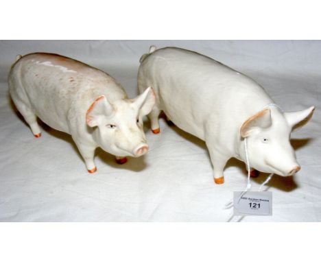 A Beswick pig ornament "Wallboy", together with one other