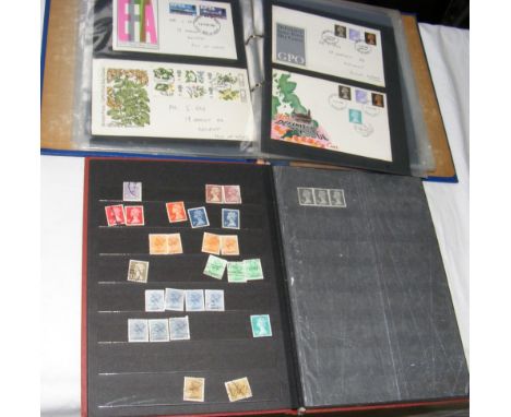 Album containing GB stamps - George V, Queen Elizabeth First Day Covers, plus one other album