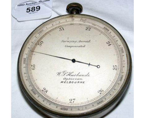 An Australian retailed surveyor aneroid compensated barometer - 9cm diameter