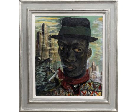 * JOHN BYRNE RSA (SCOTTISH 1940 - 2023), THE STRANGER oil on board, signed, titled and dated 2017 versoframed image size 60cm