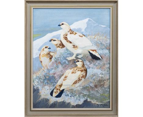 * RALSTON GUDGEON RSW (SCOTTISH 1910 - 1984), PTARMIGAN watercolour on paper, signed, titled versoframed and under glass imag
