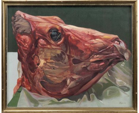 * JOHN BYRNE RSA (SCOTTISH 1940 - 2023), COW'S HEAD oil on canvas, signedframed and under glassimage size 44cm x 55cm, overal
