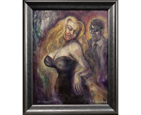 * HUGH GERARD BYARS (SCOTTISH b. 1957), MIDNIGHT ADMIRER oil on board, signed and dated '08framedimage size 50cm x 40cm, over