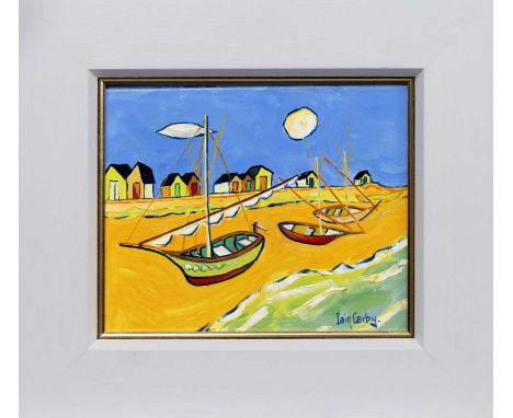 * IAIN CARBY (SCOTTISH 1941 - 2023), FISHING BOATS AT CADAQUES oil on canvas, signed, titled and dated '08 versoframedimage s