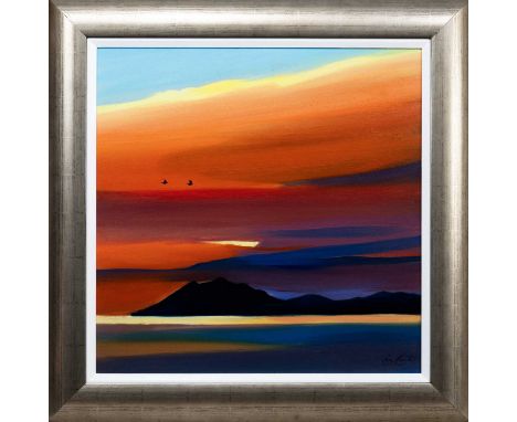 * PAM CARTER DA PAI (SCOTTISH 1952 - 2022), WEST COAST SUNSET oil on canvas, signedframed and under glassimage size 61cm x 61