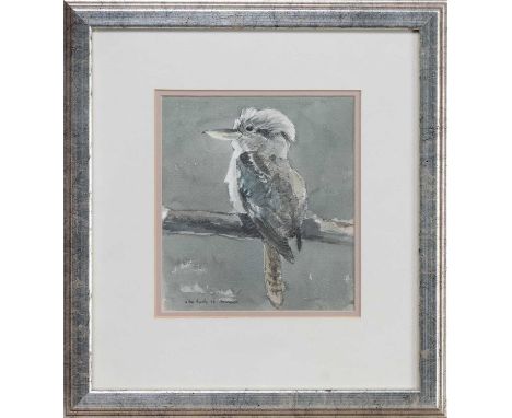 * JOHN PHILIP BUSBY RSA RSW SWLA (BRITISH 1928 - 2015), RESTING KOOKABURRA  watercolour on paper, signed, titled verso mounte