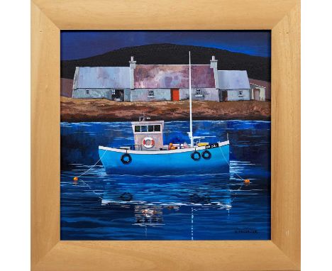 * STEVE MACGRUER (SCOTTISH d 2004), EVENING REFLECTIONS oil on canvas, signedframedimage size 49cm x 49cm, overall size 63cm 