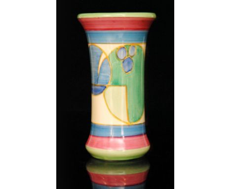 Clarice Cliff - Pastel Melon - A shape 206 vase circa 1930, hand painted with a band of abstract fruit within pale green, pin