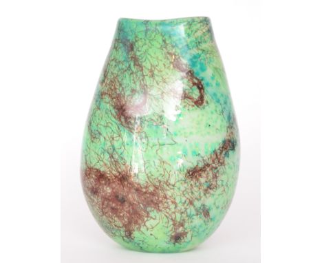 Estevan Rossetto - A contemporary Italian Murano glass vase of compressed ovoid form cased in clear crystal over jade green w