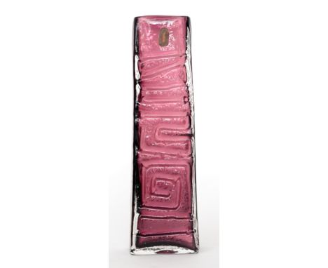 Geoffrey Baxter - Whitefrairs - An Amethyst Totem glass vase, retains original paper label, height 26.5cm