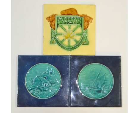 T & R Boote Ltd - An early 20th Century 6in dust pressed advertising tile for Moffat Stoves 'The Finest Line of Stoves in Can