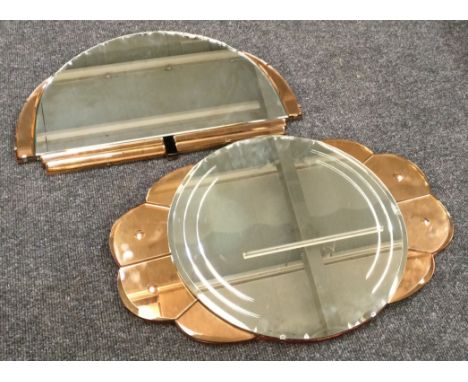 Unknown - Two Art Deco frameless wall mirrors comprising a cloud-shaped and a stylised oval example. (2)
