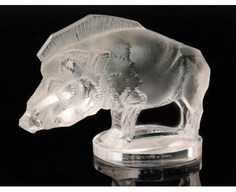 Rene Lalique - A glass car mascot titled Sanglier modelled as a standing wild boar, introduced 3rd October 1929, model number