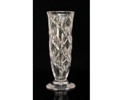 Keith Murray - Stevens & Williams Royal Brierley - A large 1930s Art Deco glass vase of conical footed form, the body with wr