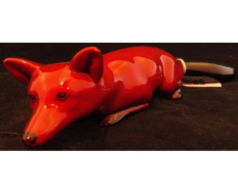 A Royal Doulton Flambé figure of a crouching fox  CONDITION REPORTS Fox with some scratches to the back - see images.  Some f