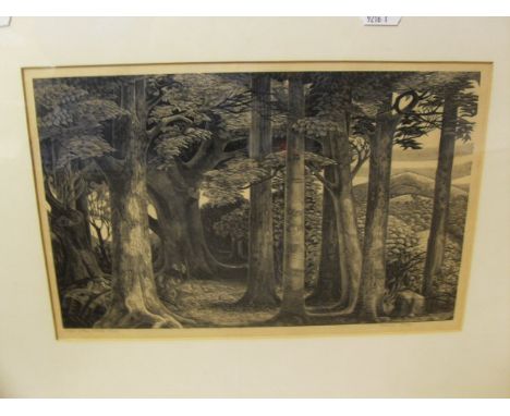 AFTER MONICA POOLE "Edge of the wood", black and white engraving, limited edition No'd. 20/75, signed in pencil lower right