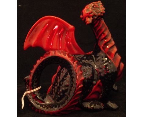 A Royal Doulton Flambé figure "Dragon" (HN3552) made exclusively for the Collectors Club, modelled by Robert Tabbenor CONDITI