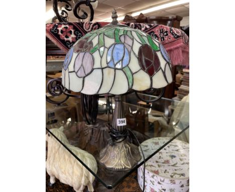 REPRODUCTION TIFFANY STYLE MUSHROOM SHADED TABLE LAMP